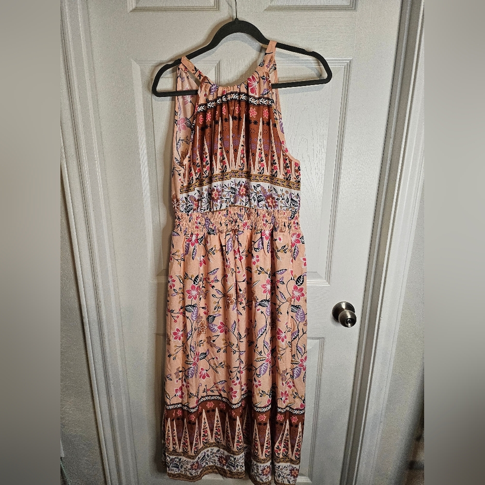 Bloomchic Women's floral spring/summer maxi dress with pockets size 12 NWT